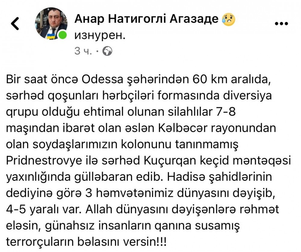 Odessada azərbaycanlılar atəşə tutuldu– ÖLƏNLƏR VAR