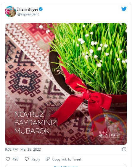 Prezident İlham Əliyev Novruz bayramı ilə bağlıpaylaşım etdi