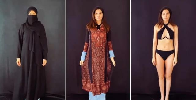 Etirazlara dəstək üçün əvvəlcə hicab geyindi,sonra da... - VİDEO