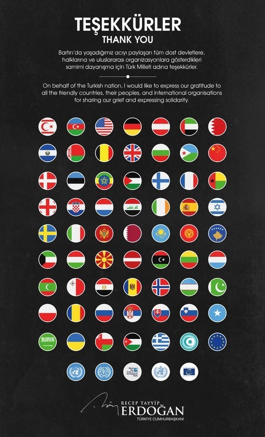 Ərdoğan bu dövlətlərə təşəkkür etdi- FOTO