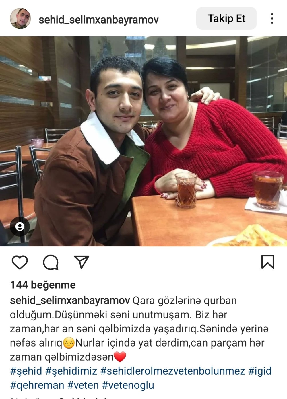 Şəhid anasından  ürək dağlayanpaylaşım - Foto