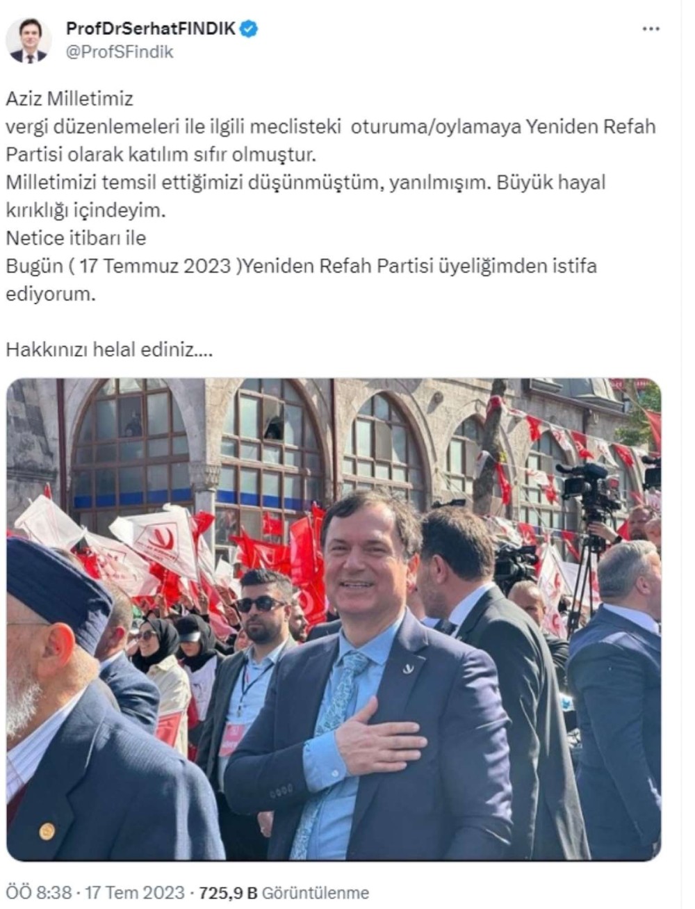 Rifah partiyasında istefa