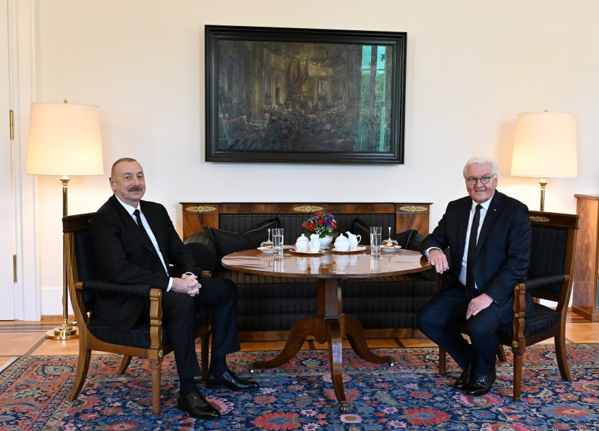 Azərbaycan və Almaniya prezidentlərinin təkbətək görüşü olub - FOTOLAR