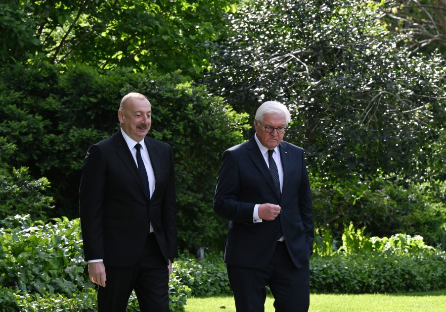 Azərbaycan və Almaniya prezidentlərinin təkbətək görüşü olub - FOTOLAR