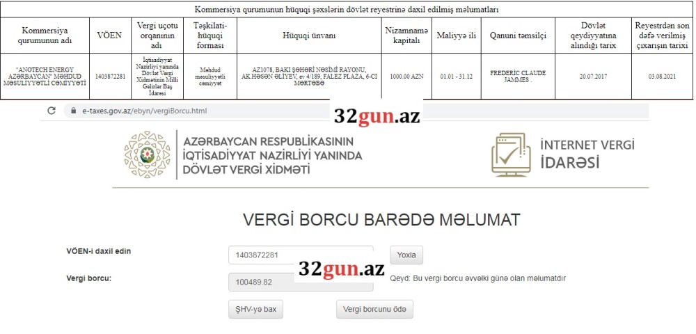 "Anotech Energy Azərbaycan" MMC-ninkülli miqdarda vergi borcu üzə çıxdı / FOTO