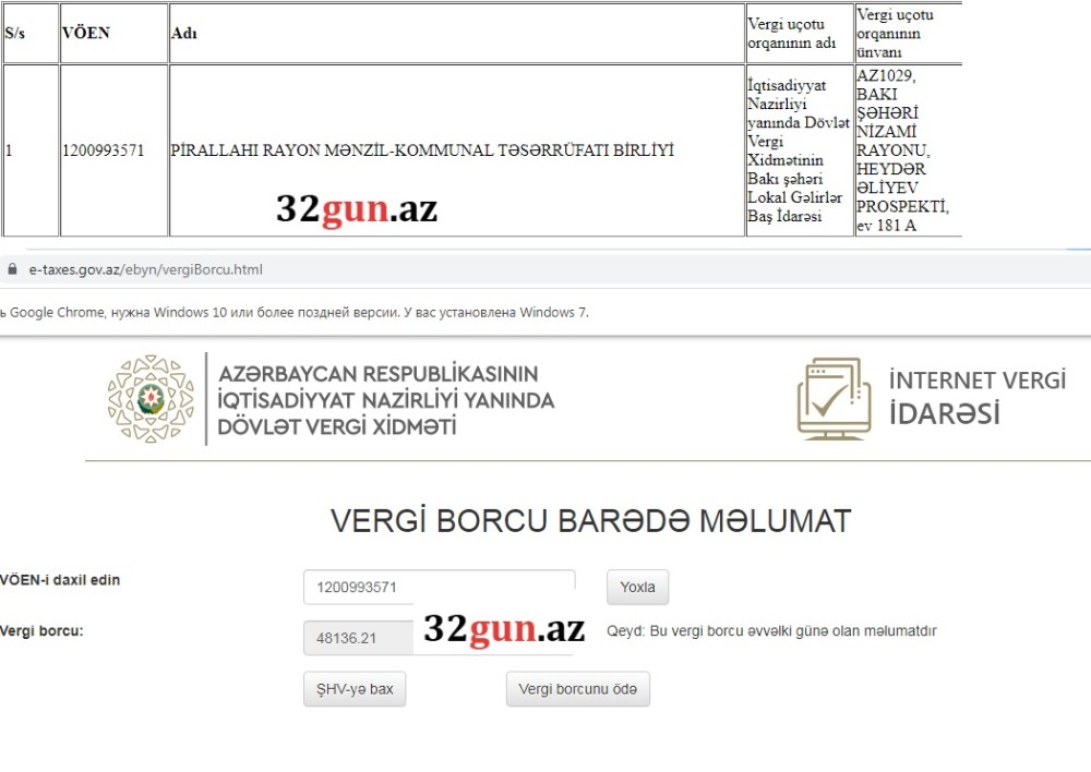 Pirallahı Rayon Mənzil-Kommunal Təsərrüfat Birliyininvergi borcu üzə çıxdı