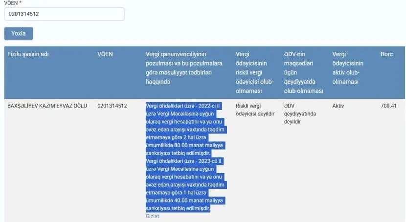 Emsan Azərbaycana yüksək məbləğdə MALİYYƏ SANKSİYASI TƏTBİQ EDİLDİ