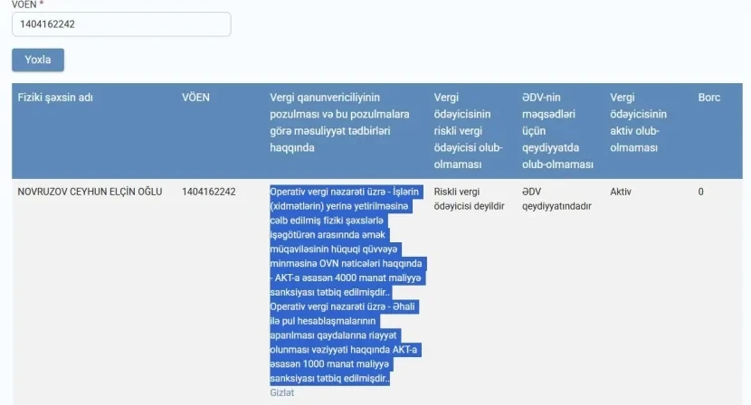 Emsan Azərbaycana yüksək məbləğdə MALİYYƏ SANKSİYASI TƏTBİQ EDİLDİ