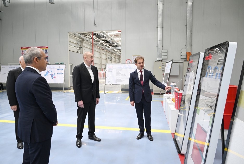 Prezident Sumqayıt Kimya Sənaye Parkında bir sıra müəssisələrin açılışını etdi -FOTOLAR