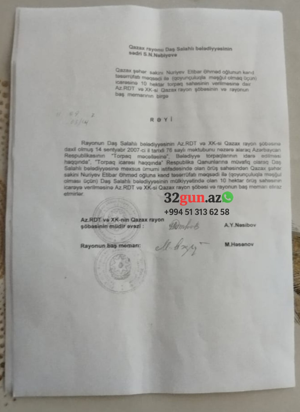 Kəmaləddin Heydərovun təyin etdiyi rəis Qazaxda torpaq zəbtində ittiham olunur– İcra müavini və bacısı oğlunun inanılmaz əməlləri / SƏNƏDLƏRLƏ