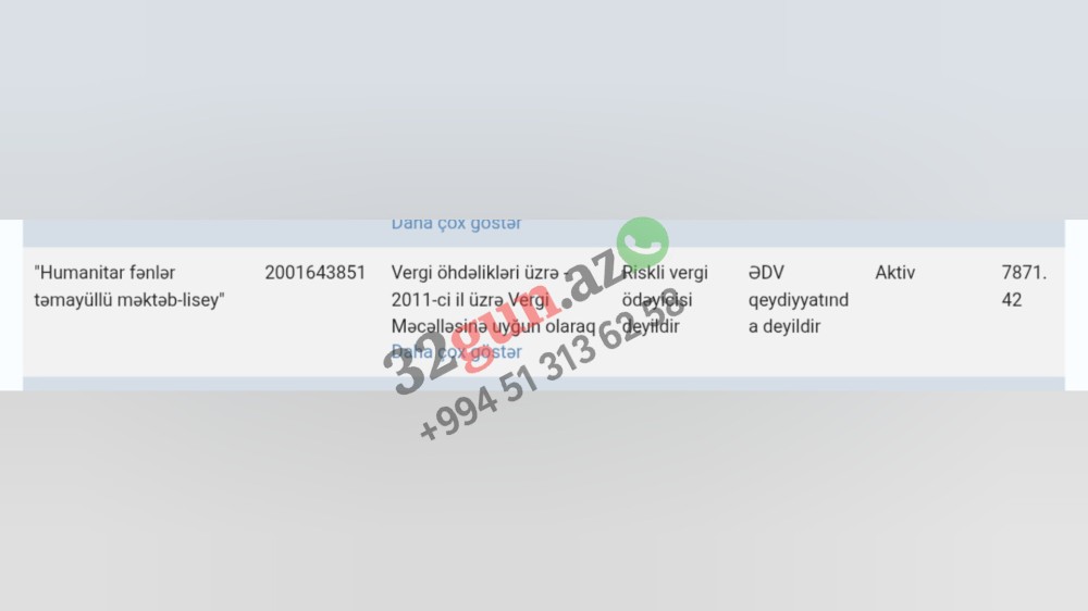 Nəzakət Əsgərovanın direktor olduğu Humanitar fənlər təmayüllü məktəb-liseyin vergi borcu üzə çıxdı- FOTO