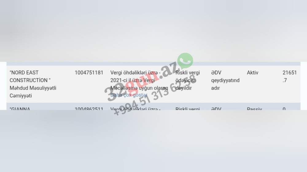 “NORD EAST CONSTRUCTION” MMC-nin  vergi borcu var- FOTO
