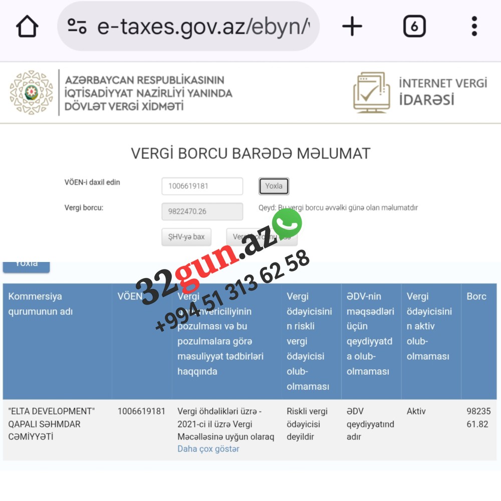 9.8 milyon vergi borcu olan "ELTA Development” 13 gündə  Su Ehtiyatları Agentliyinin idarələri ilə5 tender müqaviləsi imzalayıb