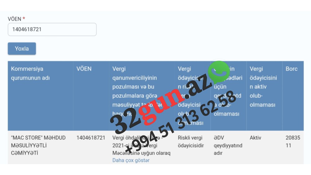 “Mac Store” MMC-nin vergi borcu 2 milyon manatdır/ FAKT