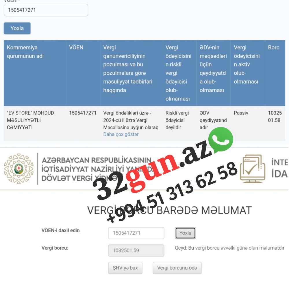 “Ev Store” MMC-nin vergi borcu 1 milyon manatdan artıqdır/ FAKT