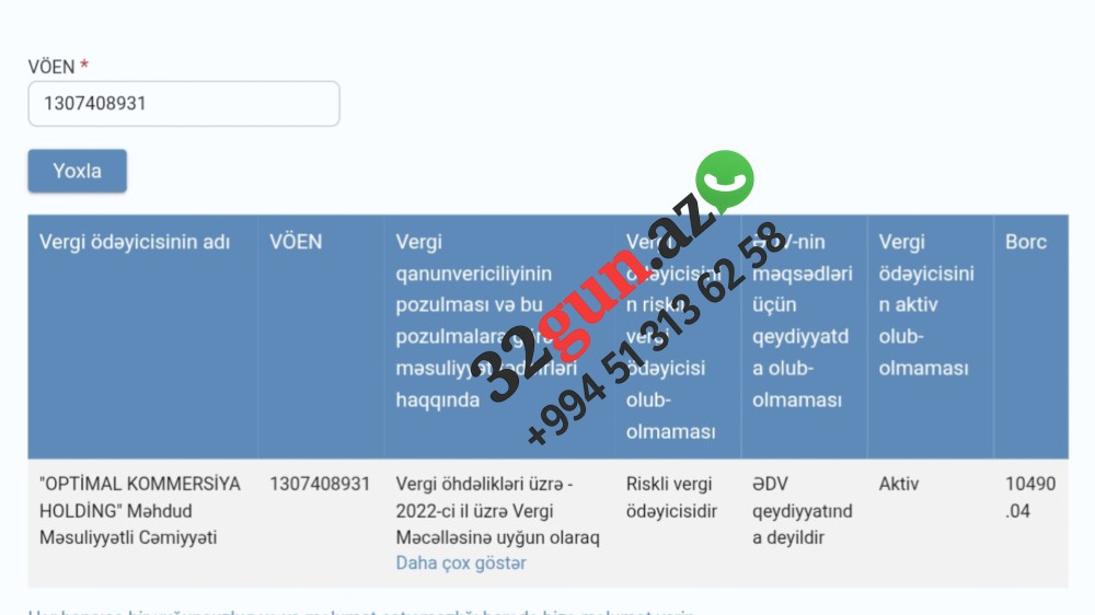 “Optimal Kommersiya Holding”   riskli vergi ödəyicisi kimi tanınıb-- HƏMÇİNİN...