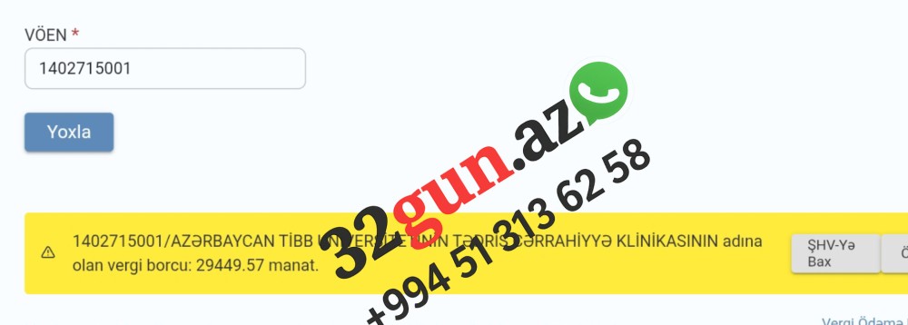 ATU  Tədris CƏRRAHİYYƏ Klinikasının vergi borcu aşkarlanıb