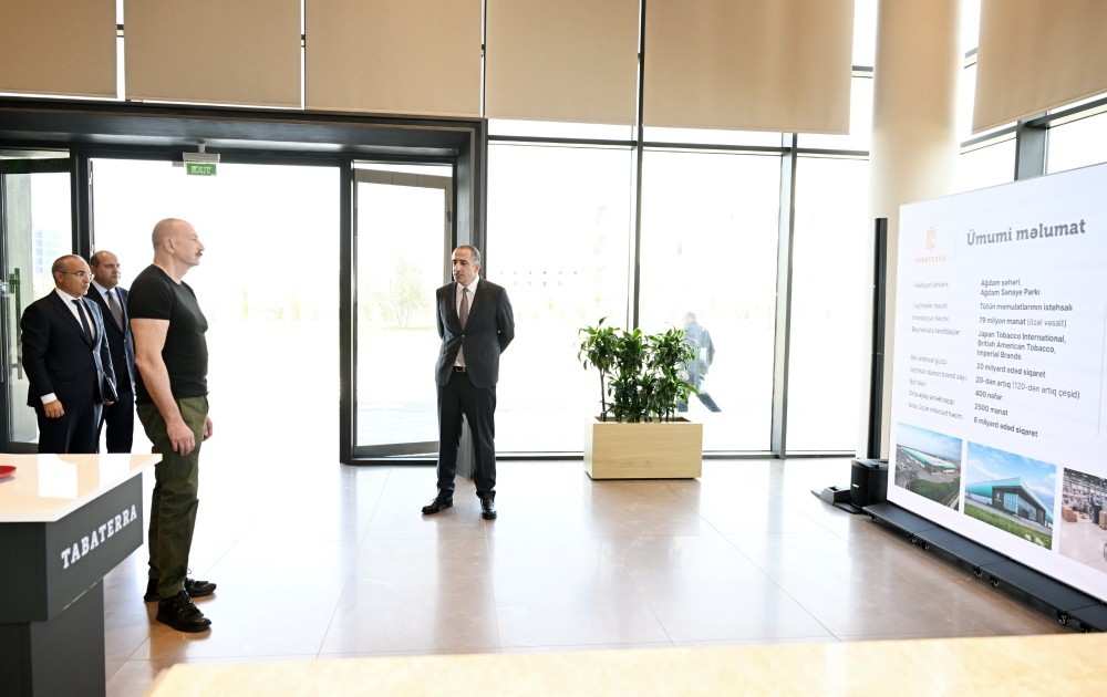 Prezident Ağdamda tütün məmulatlarının istehsalı müəssisəsinin açılışında -FOTOLAR