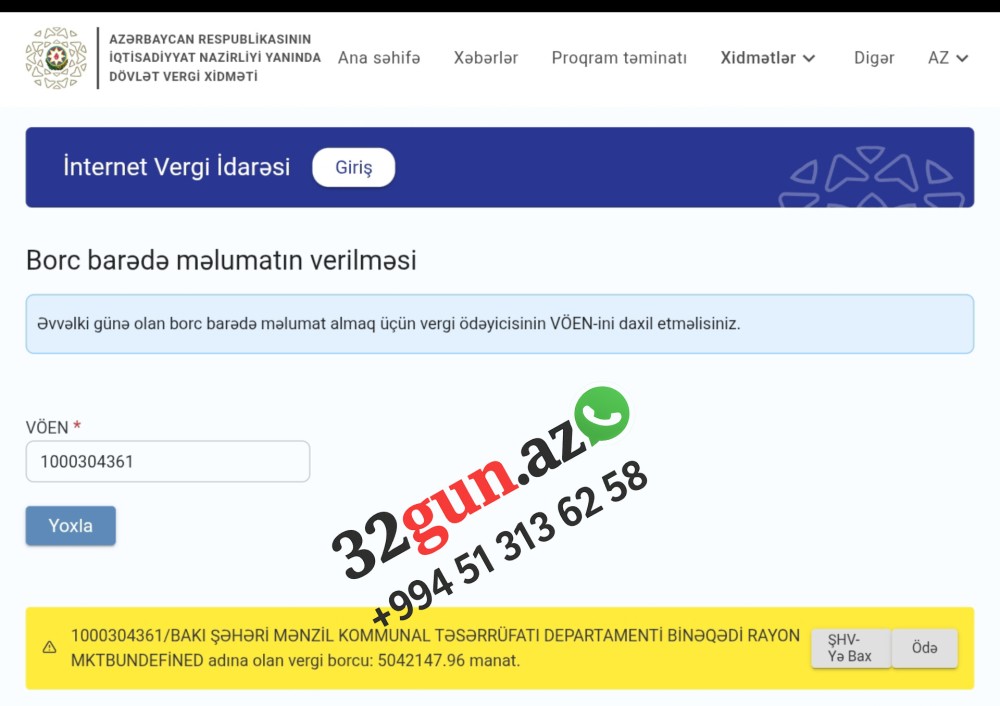 Binəqədi Rayon MKTB-nin dövlətə  vergi borcu5 milyon manatı keçdi