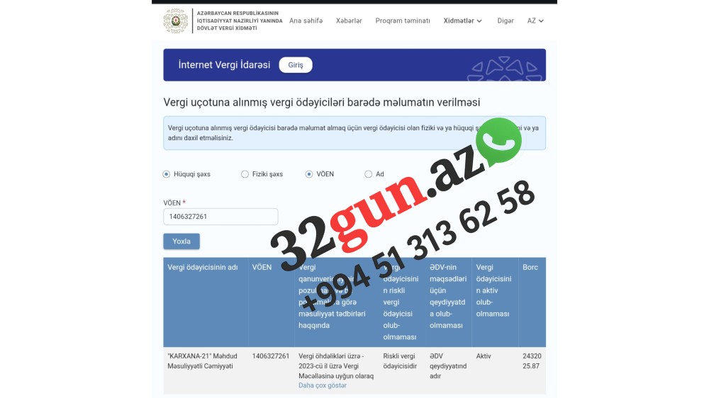 “KARXANA-21” MMC-nin vergi borcu 2,4 milyon manatı ötüb