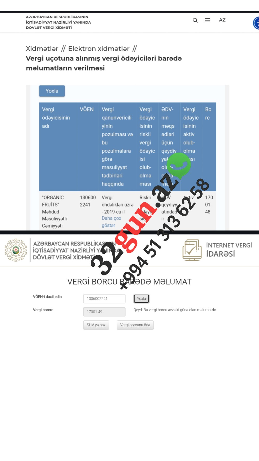 “ORGANİC FRUITS” MMC vergi qanunvericiliyini pozub