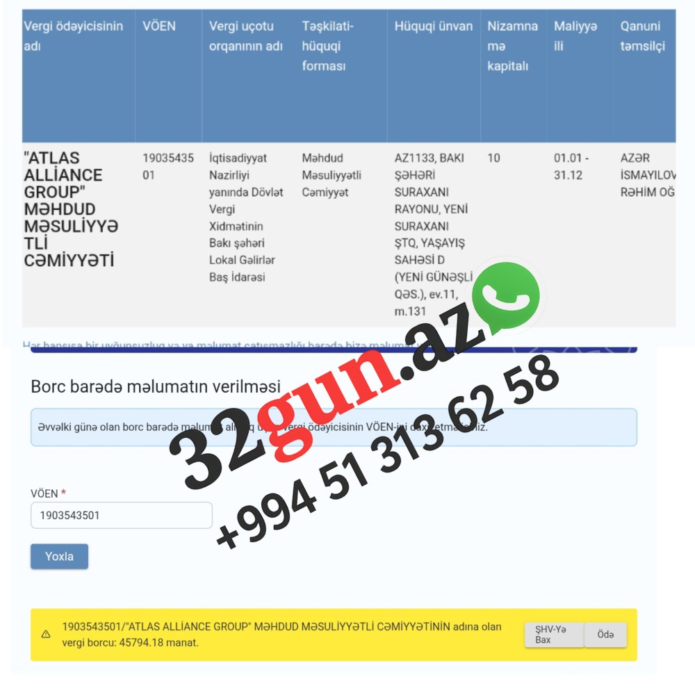 FHN-in tenderinin udan  şirkət lin dövlətə vergi borcu varmış 