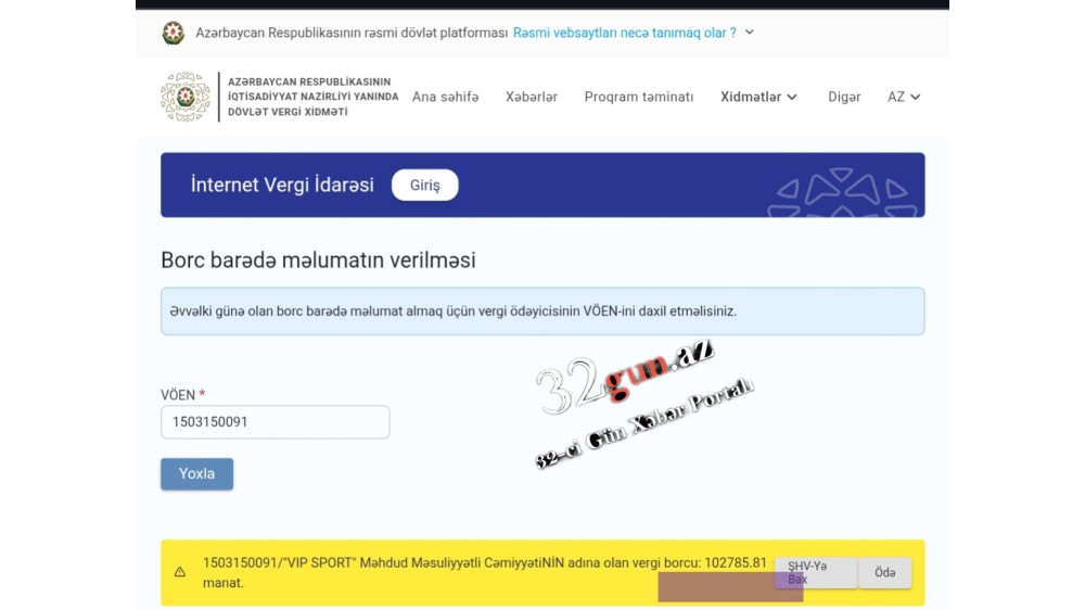 "VIP SPORT" MMC-nin vergi börcü üzə çıxdı- 103 min manat