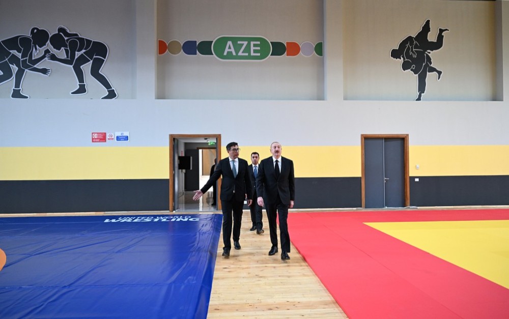 Prezident Yevlax Olimpiya İdman Kompleksinin açılışını edib/ FOTOLAR