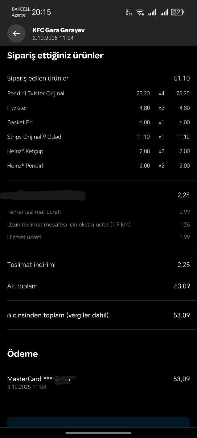 "Wolt" sifarişində qiymət fərqi müştəriləri çaşdırdı