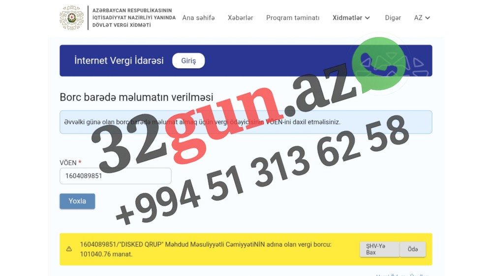 "Disked Qrup" MMC-nin 100 min manatdan çox vergi borcu var