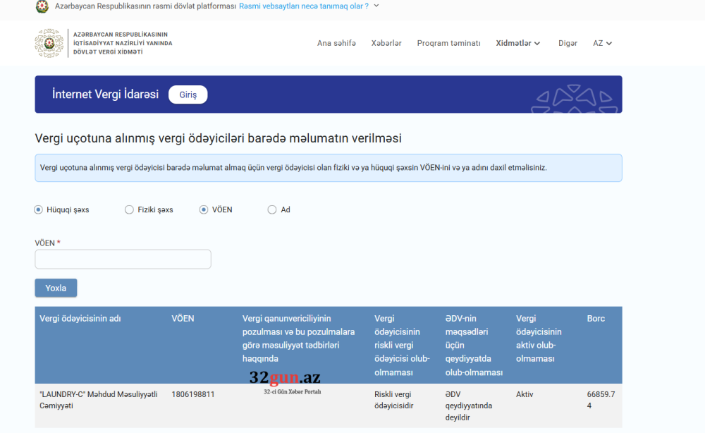 “Laundry-C” MMC-nin 66 min manatlıq vergi borcu üzə çıxdı – 10 manatlıq kapital, on minlərlə borc/ FOTO