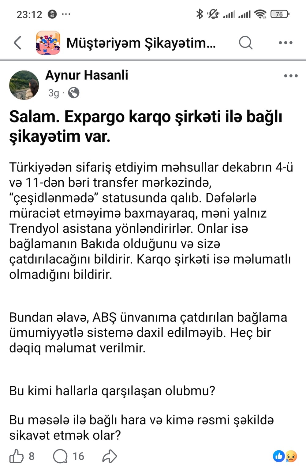 "Expargo" şikayət yağışında: Bağlamalar “çeşidlənmədə” ilişib qalıb, müştərilərə aydın cavab verilmir